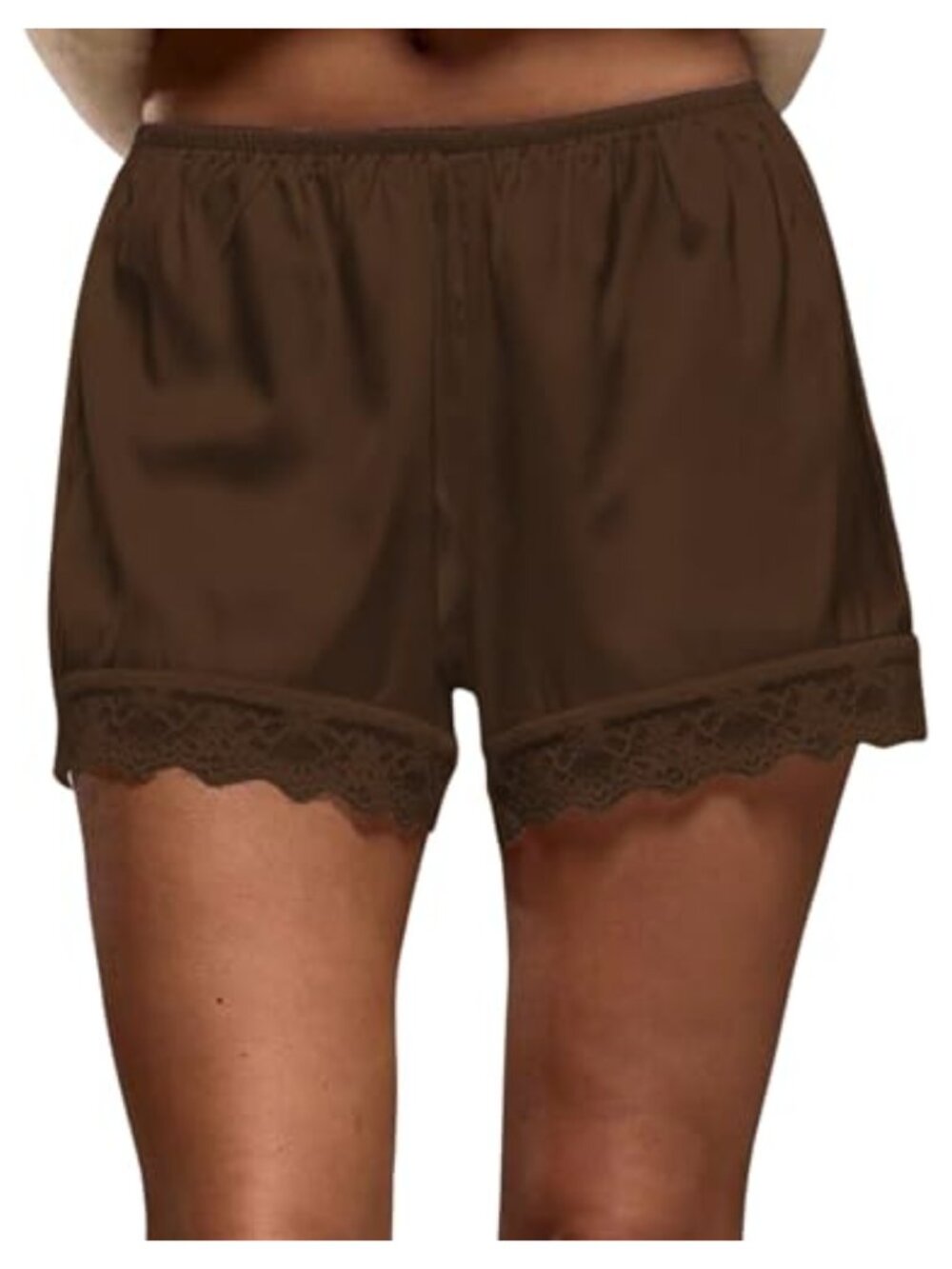 Women Satin Lace Micro Mini Shorts Double Layer Lounge Bottoms
